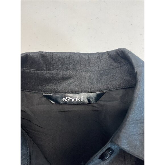 eshakti Black Puff long sleeve taffeta Fit And Flare Dress Size M Classic Career - Picture 3 of 9